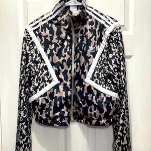 Leopard print Adidas track jacket with bell sleeves